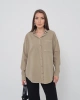 Kadın Haki Ham Kumaş Cepli Gömlek
