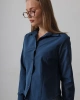 Kadın Lacivert Slim Fit Pensli Dar Kesim Günlük Şık Gömlek
