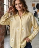 Kadın Yaz Sarısı Papatya Desenli Müslin Kumaş uzun Kollu Oversize Gömlek