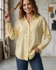 Kadın Yaz Sarısı Papatya Desenli Müslin Kumaş uzun Kollu Oversize Gömlek