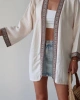 Kadın Ekru Nakışlı Bohem Stil Premium Kalite Kimono Hırka