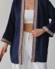 Kadın Lacivert Nakışlı Bohem Stil Premium Kalite Kimono Hırka