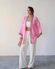 Kadın Pembe Nakışlı Bohem Stil Premium Kalite Kimono Hırka