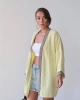 Kadın Limon Sarısı Nakışlı Bohem Stil Premium Kalite Kimono Hırka
