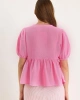 Kadın Pembe Bağlama Detaylı Oversize Müslin Bluz