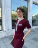 Kadın Bordo Şık Jean Detaylı Düğmeli Uzun Zarif Elbise (S/M)