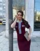 Kadın Bordo Şık Jean Detaylı Düğmeli Uzun Zarif Elbise (S/M)