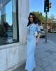 Kadın Yaz Mavisi Şık Jean Detaylı Düğmeli Uzun Zarif Elbise (S/M)