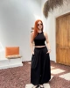 Kadın Siyah Beli Lastikli Rahat Kesim Geniş Paça Tiril Şalvar Pantolon