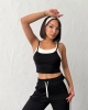 Kadın Siyah Crop Atletli Yüksek Bel Beli Lastikli Geniş Paça Pantolon Alt Üst Yazlık Eşofman Takım