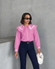 Kadın Pembe Şık Yaka Detaylı Uzun Kol Gömlek