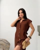 Kadın Kahverengi Yandan Kemerli Astarlı Kolsuz Yazlık Midi Elbise