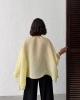 Kadın Yaz Sarısı Oversize Salaş Asimetrik Kesim Transparan Yazlık Şık Gömlek Pelerin Bluz