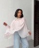 Kadın Beyaz Oversize Salaş Asimetrik Kesim Transparan Yazlık Şık Gömlek Pelerin Bluz