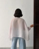 Kadın Beyaz Oversize Salaş Asimetrik Kesim Transparan Yazlık Şık Gömlek Pelerin Bluz