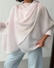 Kadın Beyaz Oversize Salaş Asimetrik Kesim Transparan Yazlık Şık Gömlek Pelerin Bluz