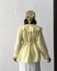 Kadın Yaz Sarısı Vintage Bebe Yaka Dantelli Kuşaklı Yazlık Uzun Kol Gömlek Tunik