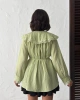 Kadın Çağla Yeşili Vintage Bebe Yaka Dantelli Kuşaklı Yazlık Uzun Kol Gömlek Tunik