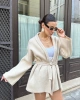 Kadın Bej Kemerli Triko Kimono Hırka