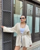 Kadın Bej Kemerli Triko Kimono Hırka