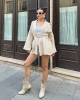 Kadın Bej Kemerli Triko Kimono Hırka