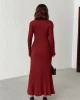 Kadın Bordo Gold Düğme detaylı Fitilli Uzun Triko Elbise