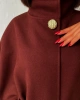 Kadın Bordo Gold Düğme ve Kemer Detaylı Kaşe Panço Ceket