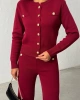 Kadın Bordo Hırka Pantolon Alt Üst İkili Triko Takım