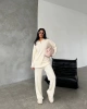 Kadın Ekru Rahat Kesim Fermuarlı Oversize Alt Üst ikili Triko Takım