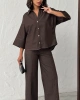 Kadın Kahverengi Gömlek Pantolon Premium Kalite Alt üst ikili Takım