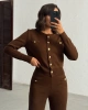 Kadın Kahverengi Hırka Pantolon Alt Üst İkili Triko Takım