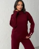 Kadın Bordo Kol Düğme Detaylı Bluz Etek Alt Üst İkili Triko Takım