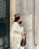 Kadın Krem Crop Bluz Hırka Pantolon 3’lü Kışlık Triko Takım