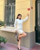 Kadın Krem Hırka Etek Alt Üst İkili Triko Takım