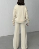 Kadın Krem Kol Düğme Detaylı Bluz Etek Alt Üst İkili Triko Takım