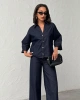 Kadın Lacivert Gömlek Pantolon Premium Kalite Alt üst ikili Takım