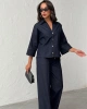 Kadın Lacivert Gömlek Pantolon Premium Kalite Alt üst ikili Takım
