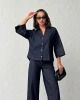 Kadın Lacivert Gömlek Pantolon Premium Kalite Alt üst ikili Takım