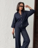 Kadın Lacivert Gömlek Pantolon Premium Kalite Alt üst ikili Takım