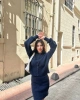 Kadın Lacivert Hırka Etek Alt Üst İkili Triko Takım