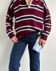 Kadın Polo Yaka Bordo Oversize Kazak