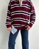Kadın Polo Yaka Bordo Oversize Kazak