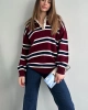 Kadın Polo Yaka Bordo Oversize Kazak