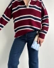 Kadın Polo Yaka Bordo Oversize Kazak