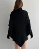 Kadın Siyah Asimetrik Kesim Boğazlı Balıkçı Yaka Triko Kazak