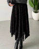 Kadın Siyah Astarlı Asimetrik Kesim Premium Etek
