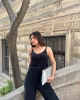 Kadın Siyah Crop Bluz Hırka Pantolon 3’lü Kışlık Triko Takım