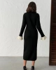 Kadın Siyah Şık Düğme Ve Kol Detaylı Triko Elbise