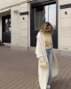Kadın Beyaz Şık Yaka Detaylı Premium Yumoş Uzun Triko Hırka