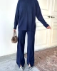 Kadın Yarım Balıkçı Yaka Kazak Pantolon Alt Üst Triko Takım - Lacivert (YENİ RENK)